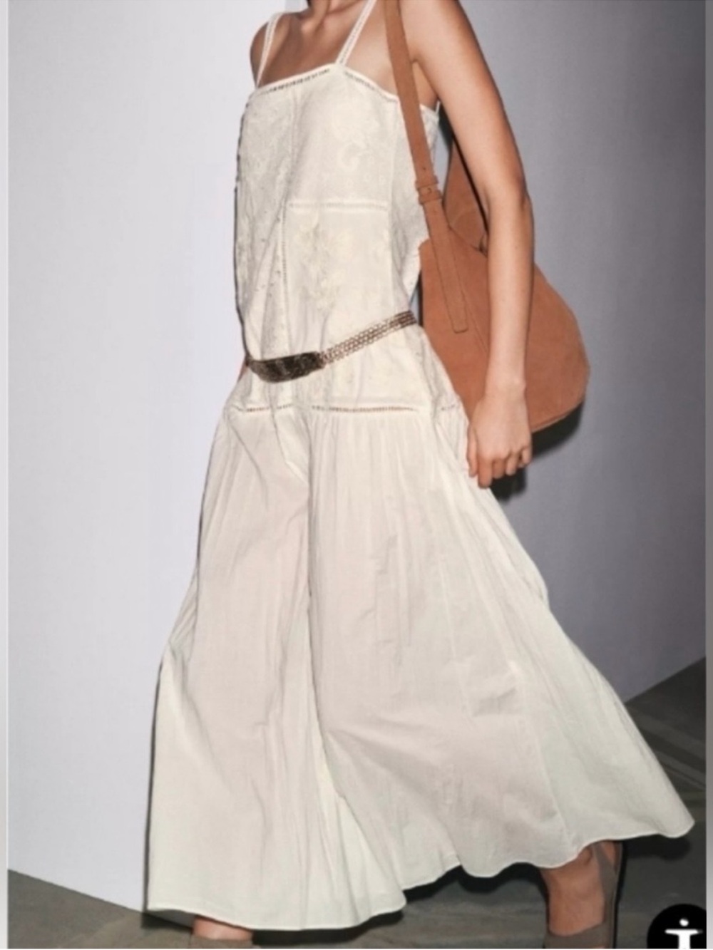 Zara Cream Patchwork Embroidered Dress S - Picture 2 of 8